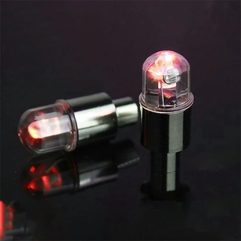 2PCS Bicycle Tire Valve Cap LED Lights Colorful Flash Lamps Auto Car Motorcycle Tire Air Valve Wheel Light Bike Accessories