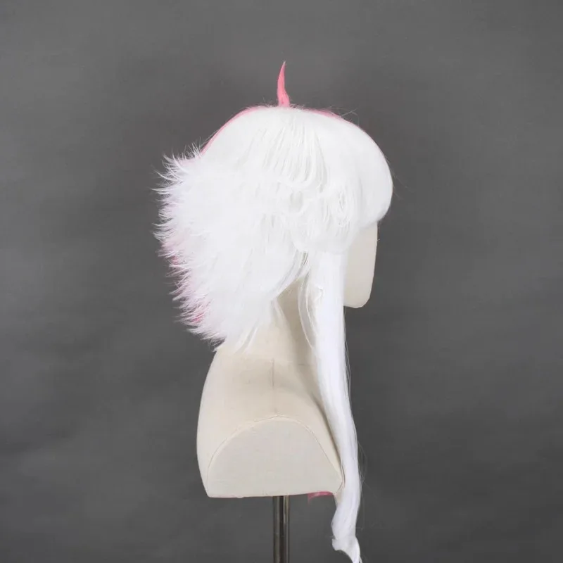 DY20Vegapunk Atlas Cosplay Kostüm Haar Kopfbedeckung Rosa Weiß Blockieren Farbe Styling Perücke25