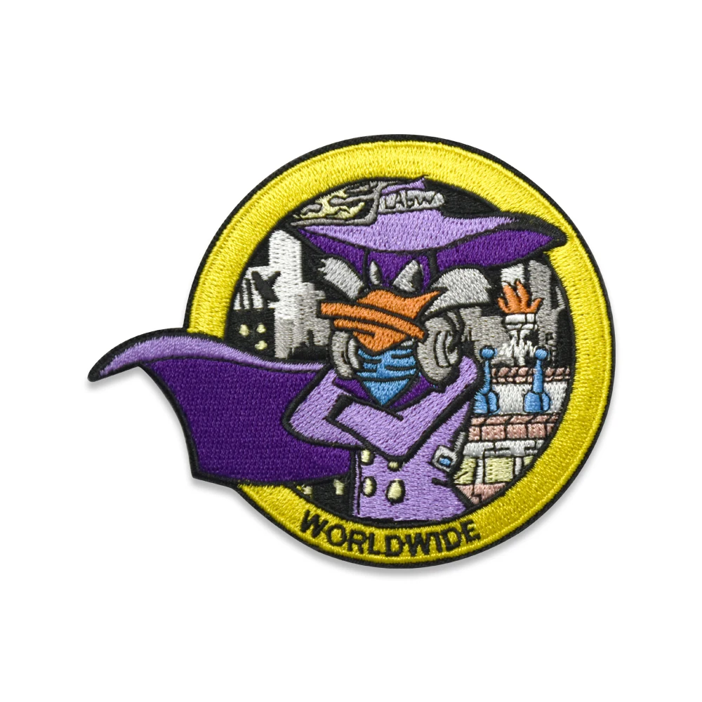 Cool Duck with Purple Clothes Badges Embroidery Patches Iron on Back for Jackets Sewing Cartoon Logo Applique Shoulder Straps