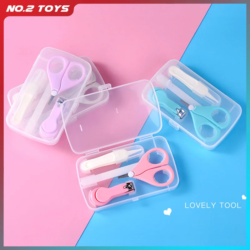 4 Piece Baby Nail Cleaning Tool Nail Scissors Suit Newborn Nail Baby Care Scissors Gorgeous Set Infant Safety Nail Cutter Set