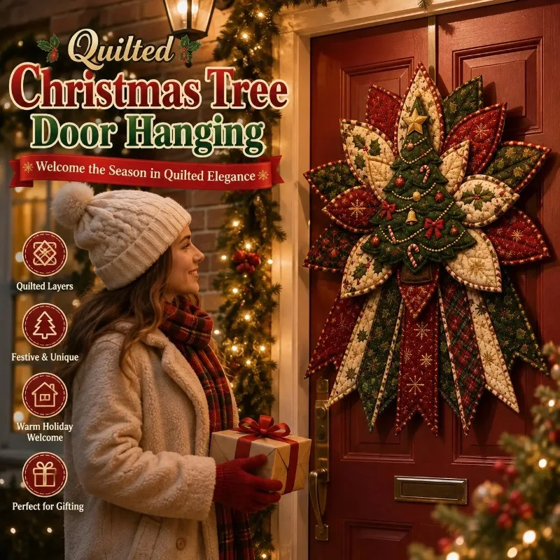 DIY Festive Quilted Christmas Door Hanging Sewing Kit Patchwork Holiday Decor