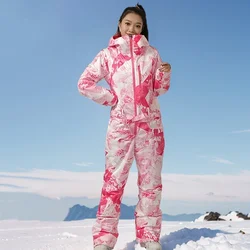 2025 One Piece Skiing Suits Female Overalls Winter Sport Waterproof Snowboard Suit Women Snow Jumpsuit Warm Hooded Ski Clothes