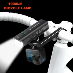 USB Rechargeable Bicycle Light, Night Riding, Bike Lamp, Outdoor Riding Equipment, Waterproof, Large Capacity Battery,1000LM LED