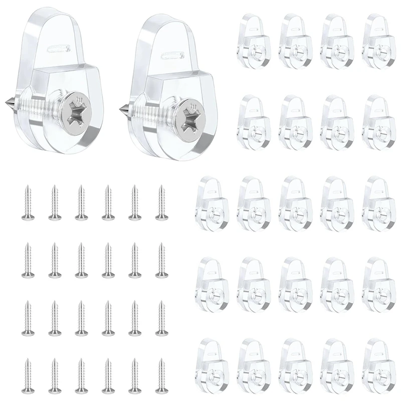 25 Pack Mirror Mounting Clips Kit, Round Mirror Hangers For Wall Glass Retainer Clips Kit Clear Mirror Mounting Clips