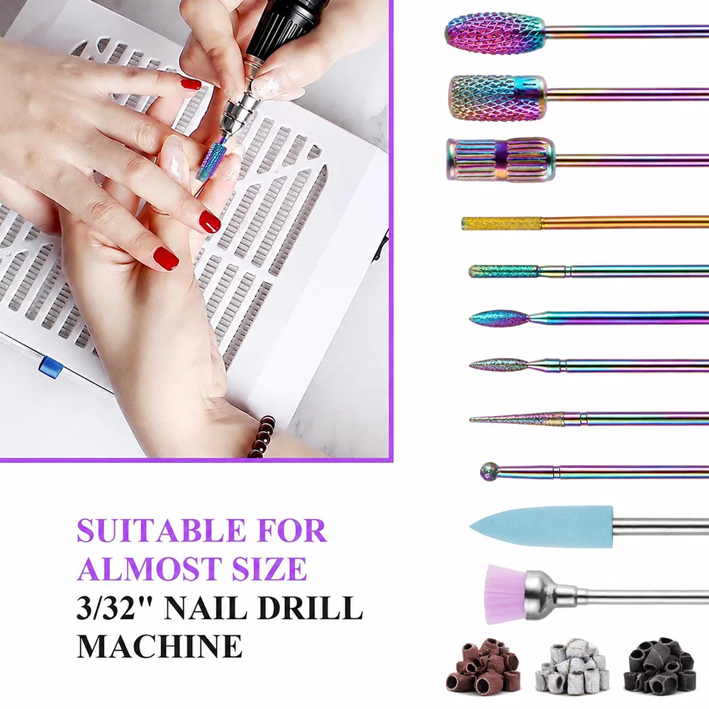Carbide Nail Drill Bits Set Electric Nail Drill Bit with Small Sanding Bands For Gel Removal Polishing Tools Manicure Home Salon