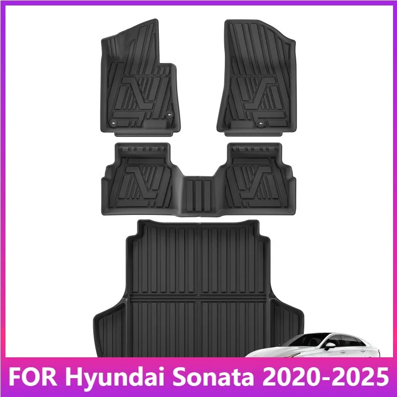 

Напольный коврик для Hyundai Sonata 2020-2025 TPE 3D автомобильный коврик грузовой подкладка багажника всепогодные водонепроницаемые аксессуары черный