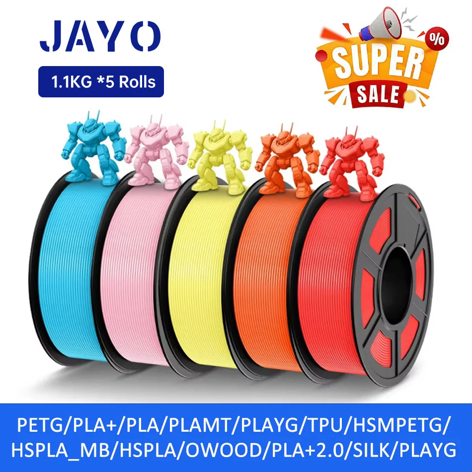 JAYO  High Speed PLA PLUS 2.0 /  HSPLA_MB / PLA Meta / PLA Classic /  1.75MM 3D Printer Filament Neatly Wound 1.1kg 5Rolls/set