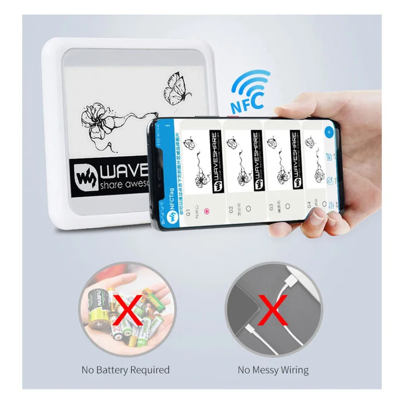 Modulo schermo di visualizzazione E-ink E-Paper EPaper alimentato da 4.2 pollici NFC per telefono cellulare IOS Android APP, nessuna batteria