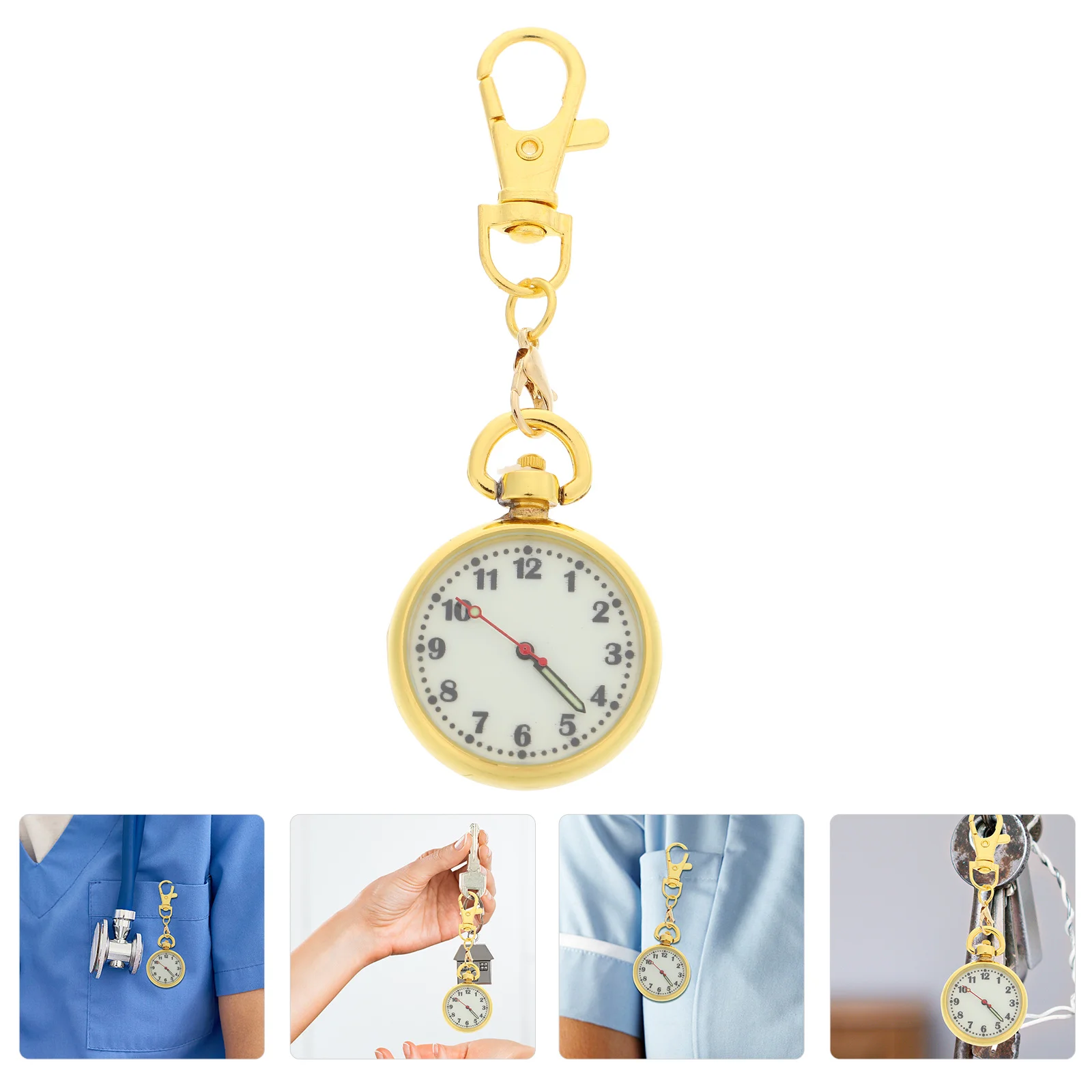 ليلة توهج ساعة الجيب الطلب الكبير مضيئة ممرضة كليب على مشبك الصدر ساعة معلقة المفاتيح ممرضة ساعة الجيب،