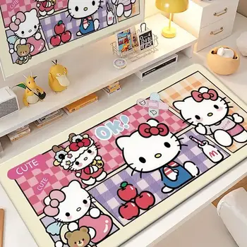 Roztomilá kreslená podložka pod myš s motivem Hello Kitty a skořicového roláku, velká, XL, podložka pod myš s motivem Hello Kitty a skořicovým rolákem pro dívky, kawaii, protiskluzový povrch, pro kancelář na koleji/na koleji 10 nejlepší prodej roztomilé podložky na stůl - №10