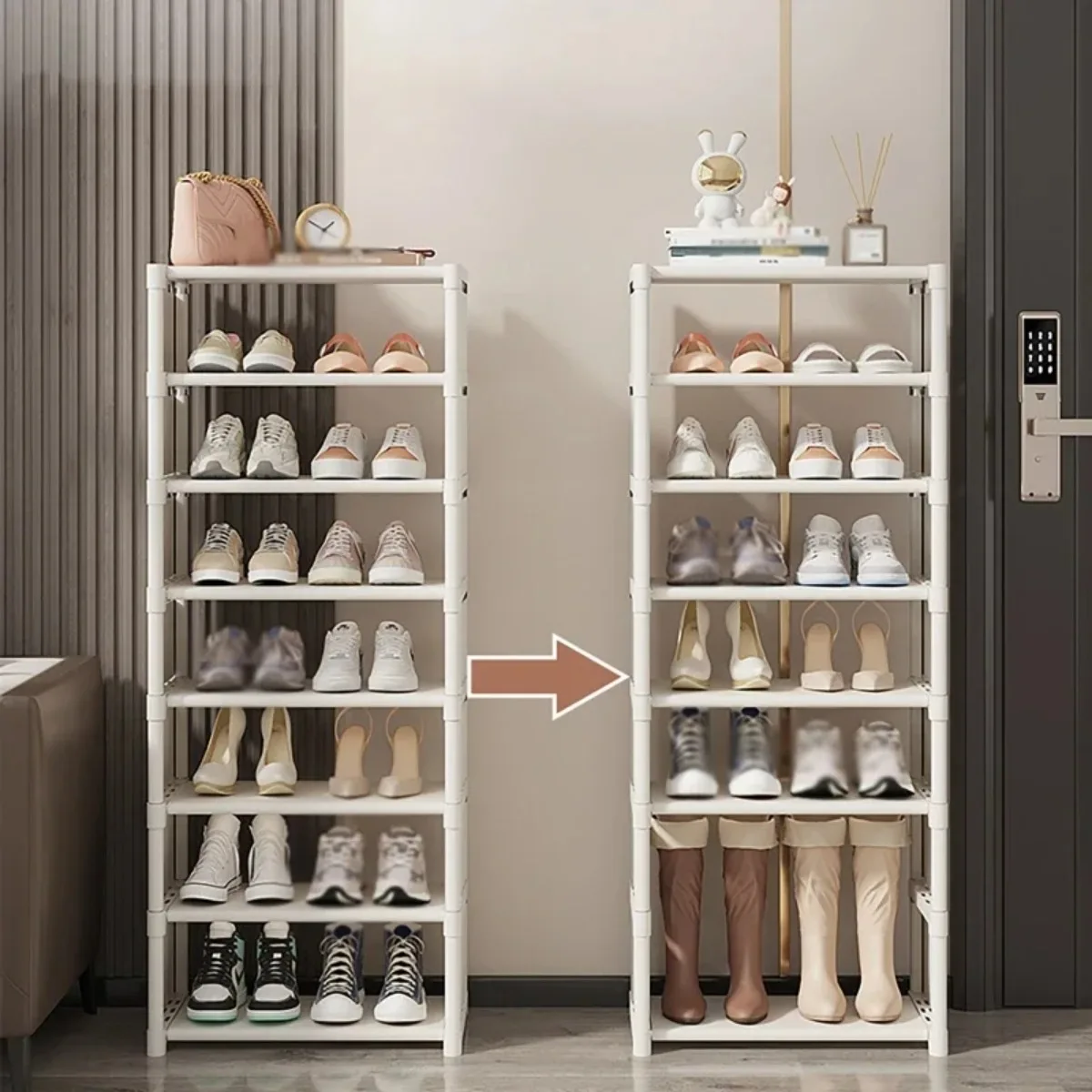 Shoe Rack Storage Organizer 4-8layer Shoe Cabinets Shoes Storage Rack Space Saving Sneakers Organizer Wall Corner Shoes Shelf