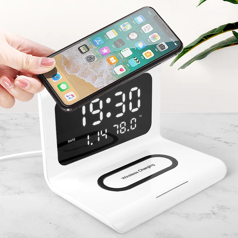 

3 In1 Charger Fast Three-in-one Wireless Alarm Clock Charging Dock Wireless Charger Alarm Clock Wireless Charger