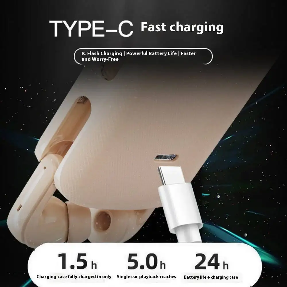 2 en 1 par Dual auriculares inalámbricos Bluetooth 5,3 en la oreja medio en la oreja indoloro usando alta fidelidad cancelación de ruido par de auriculares