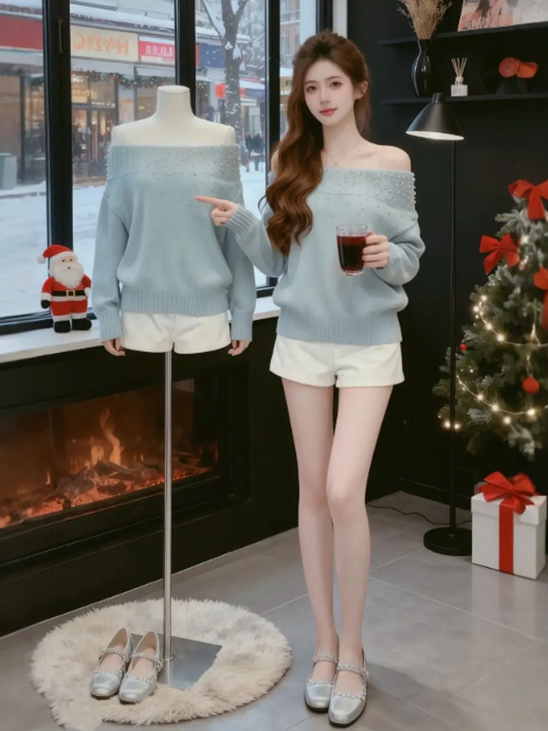 

Уникальный омолаживающий свитер свободного кроя с бриллиантами, длинными рукавами и открытыми плечами, элегантный и модный топ для женщин