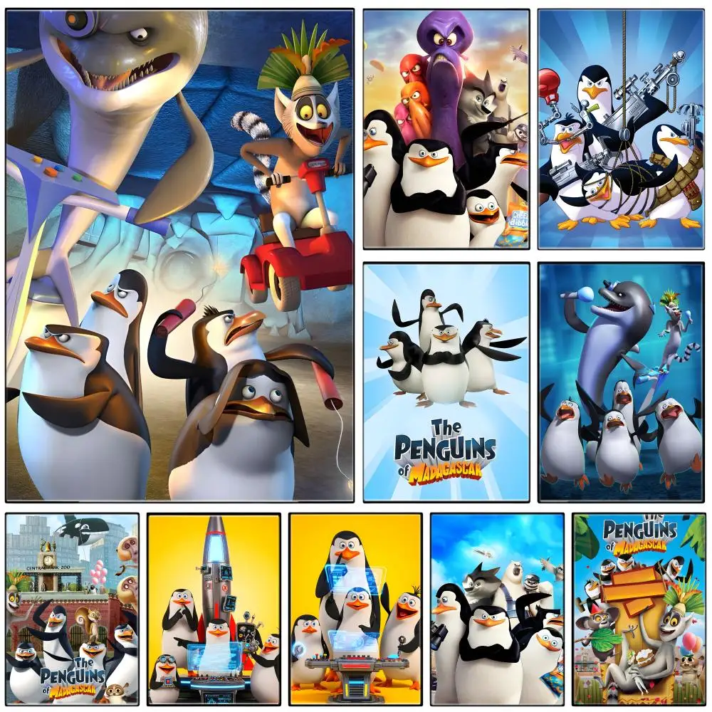 Animation P-Penguins of MadagascarS Poster  Self-adhesive Art Waterproof Paper Sticker Coffee House Bar Room Wall Decor