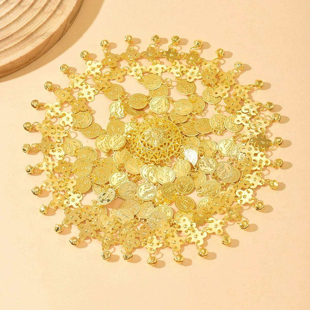 Middle Eastern Retro Ethnic Gold Multi-Layer Sequin Bell Tassel Head Chain,Lightweight Unique Headpiece For Stage&Dance Parties image 4