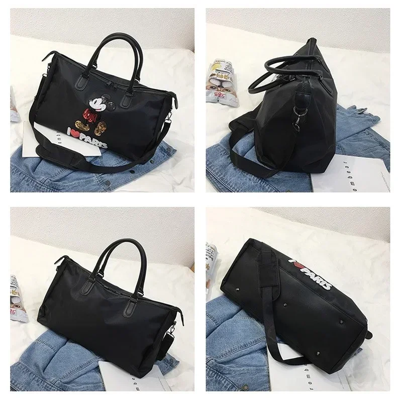 2025 New Disney Mickey Large Ladies Travel Bag Capacity Cute Fashion Luggage Bag Oxford Cloth High Quality Women\'s Handbag