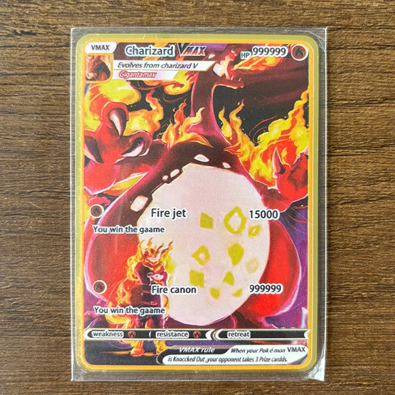 The Winged Dragon of Ra GX Charizard Theme Metal  Mewtwo，6Pcs Gold Foil Fan Art Trading Cards Collection Toy Gift view 5