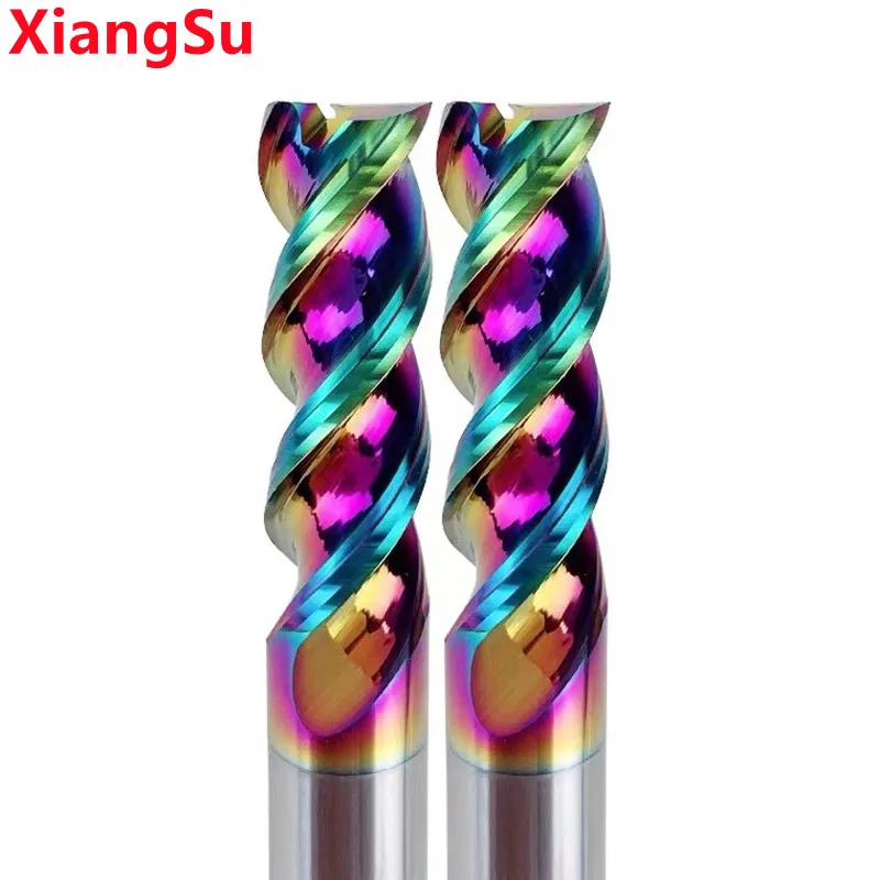 

D8-D10-D12mm 3Flutes With U Shape CNC Milling Cutter HRC55 End Mill Carbide Machine Tools Colorful Coating For Aluminum Use