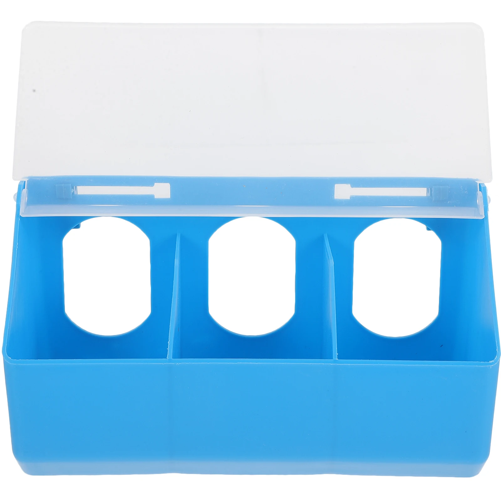 

Pigeon Feeder Hanging Box 3 Holes Blue Plastic Bird Feeders outside Food No Waste Accessories Parrot Cage Accessories Cockatiel