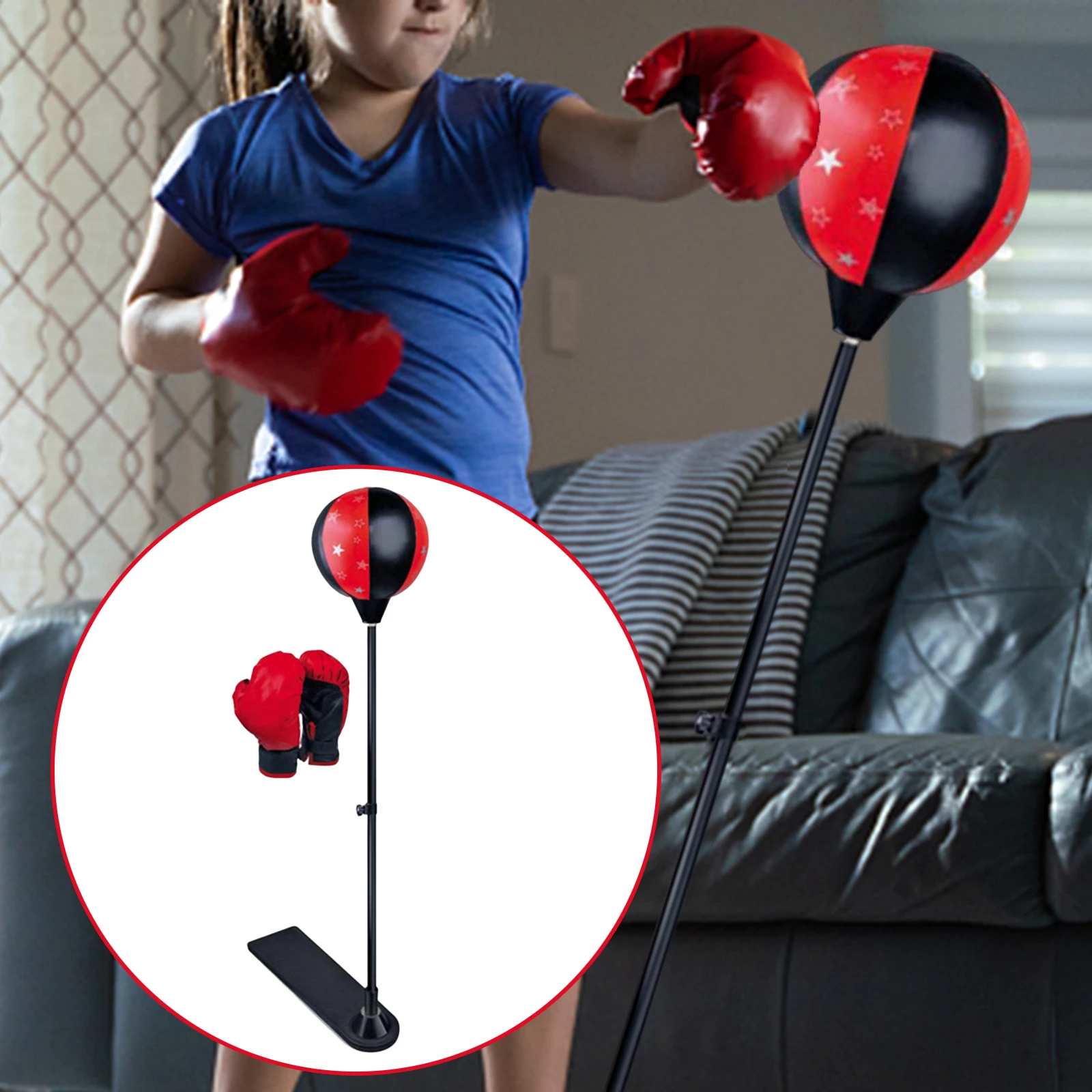 Kids Punching Bag with Stand, Adjustable with Gloves Sport for Adults Fitness Gift Adjustable Height Stand fitness Tumbler Agili