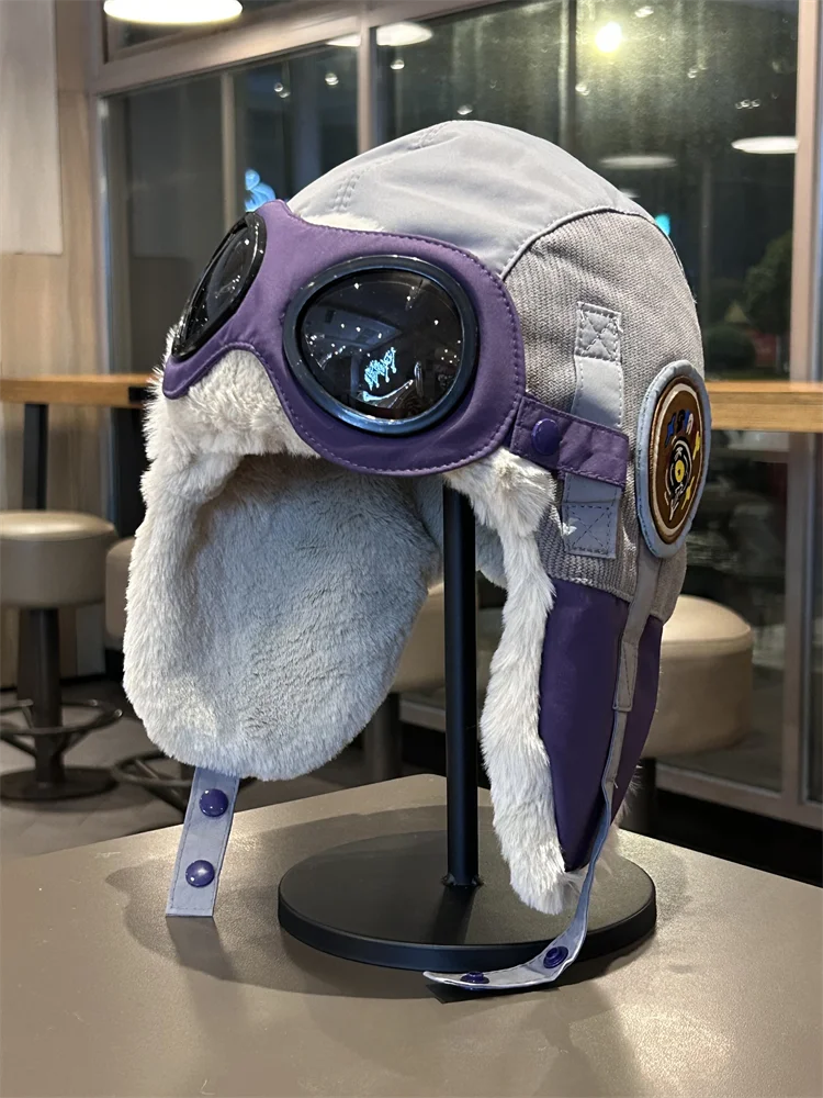 

Пилотная шапка для мужчин и женщин, зимняя утолщенная теплая лыжная шапка Lei Feng на флисовой подкладке, ветрозащитная шапка для защиты ушей для езды на велосипеде