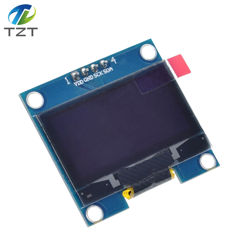 DIYTZT 4PIN 1.3 "módulo OLED branco/azul cor 128X64 1.3 polegadas OLED LCD Módulo de exibição LED 1.3" IIC I2C Comunicar