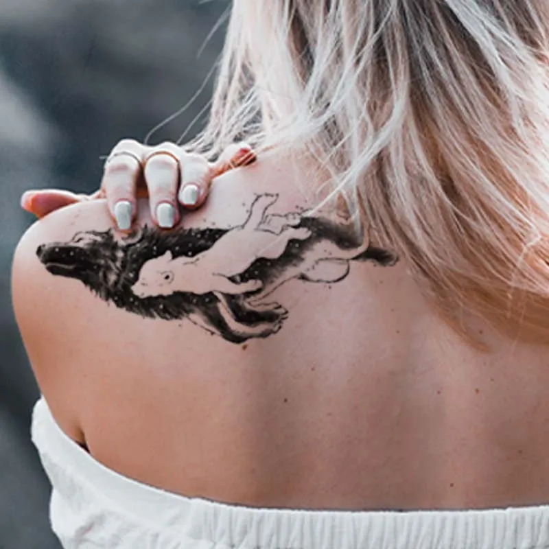 Lasting 15 days temporary tattoo sticker waterproof non-reflective fox pattern sticker body art girl shoulder fake tattoo