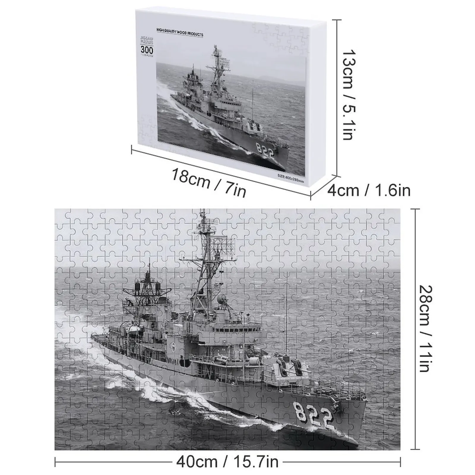 Puzzle z motywem sklepu okrętowego USS ROBERT H. MCCARD (DD-822) - personalizowane z zdjęciem, zabawka dla dzieci, puzzle.