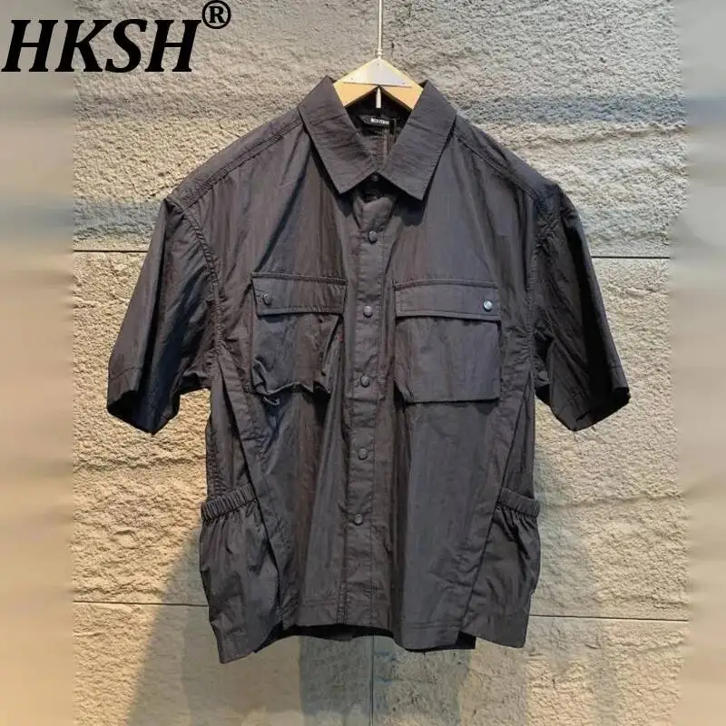 

HKSH 2026 Summer New Men's Tide Dark Light Luxury Old Money Style Fashion Workwear Design Ice-Cooling Short-Sleeve Shirt HK24201