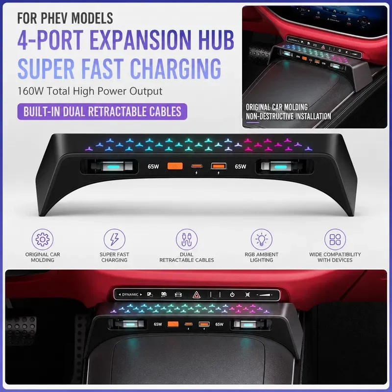 For New Mercedes Benz E300L Front Docking Station Car Charger Central Control Expansion Charging Cigarette Lighter Conversion