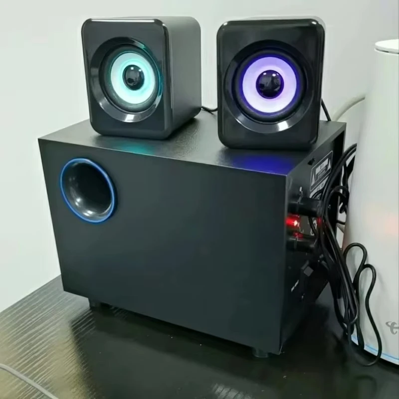 2.1 Multimedia Bluetooth Audio System Home Theater Surround Computer Active Combination Wooden Speaker AUX USB Cable Post TV PC