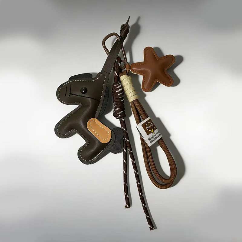 New Cartoon Leather Pony Bag Charm Keychain Women High End Leather Pony Pendant For Mobile Phone Bag Jewelry Gifts