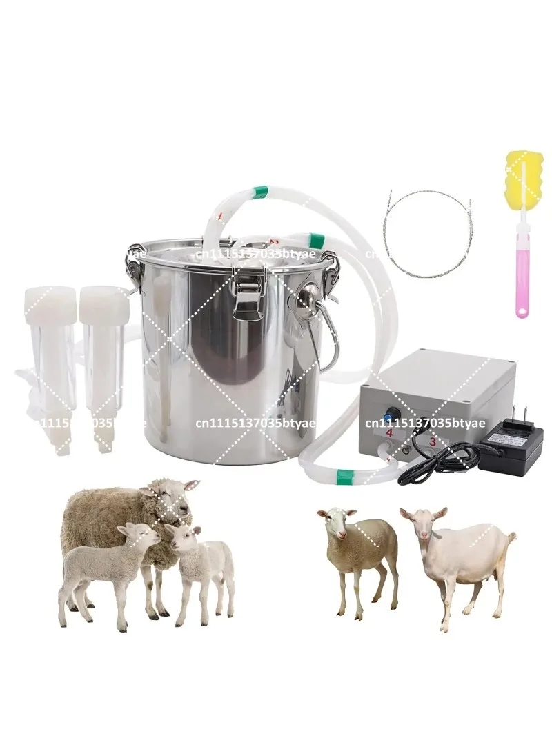 5L Goat Cattle Electric Milking Machine Adjustable Pulsation Vacuum Pump Milking Machine with Stainless Steel Milker Bucket