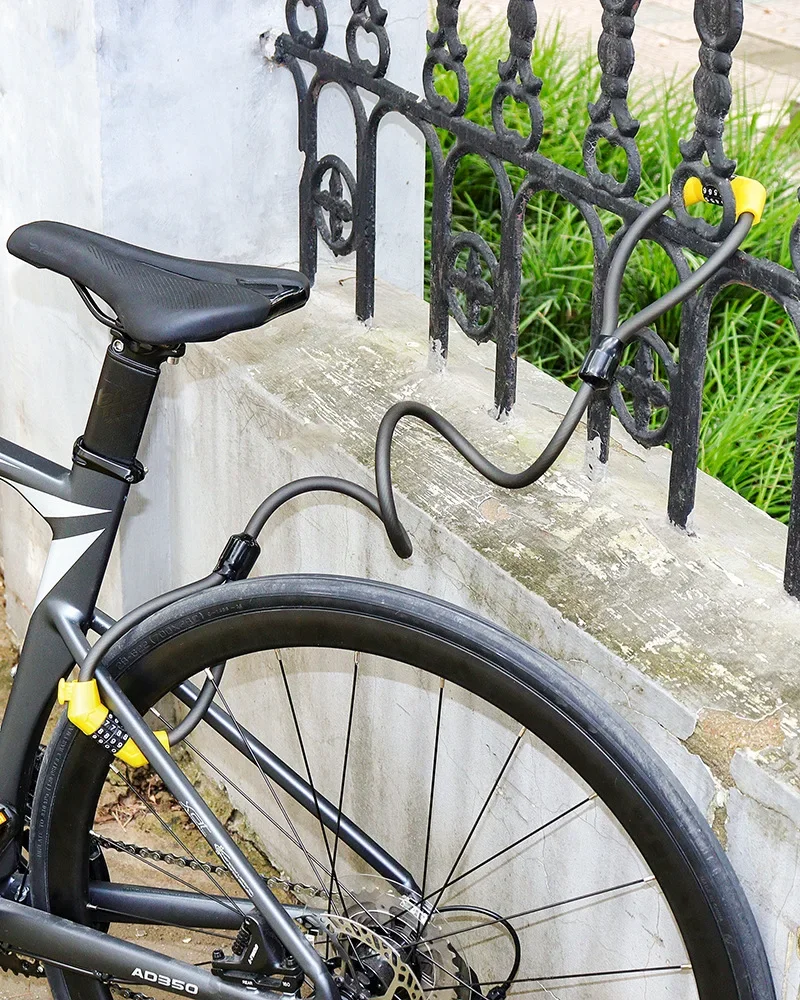 TTPRO 10mm Fahrradschloss aus gehärtetem Stahlkabel | Elektrische Anti-Bolzen-Schere mit Doppelkopf-Passwortschloss – Detail 10