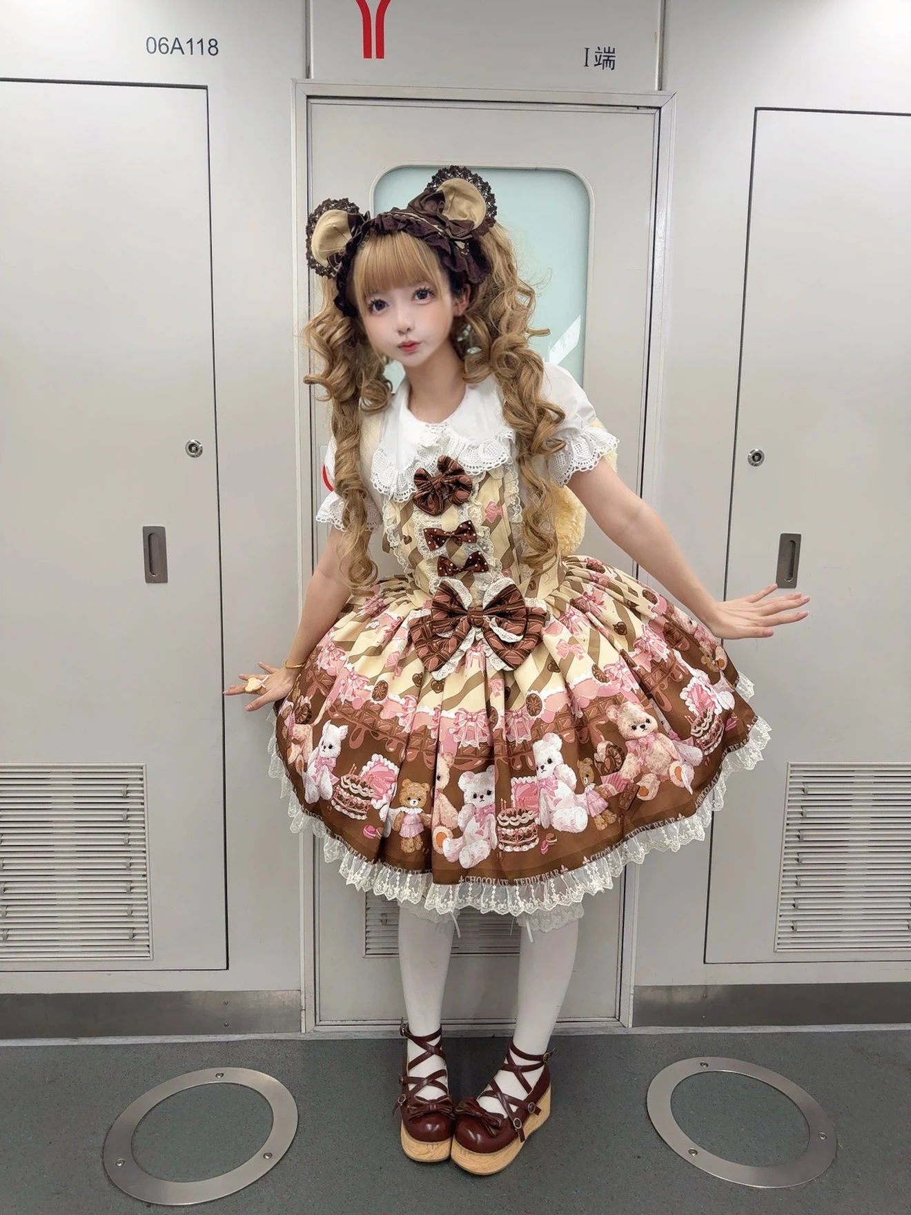 Originele Japanse Zachte Meisjes Lolita Verjaardag Jurk 2025, vrouwen Zoete Boog Beer Print Kawaii Mini Jurk Dagelijks Lo Prinses jurk