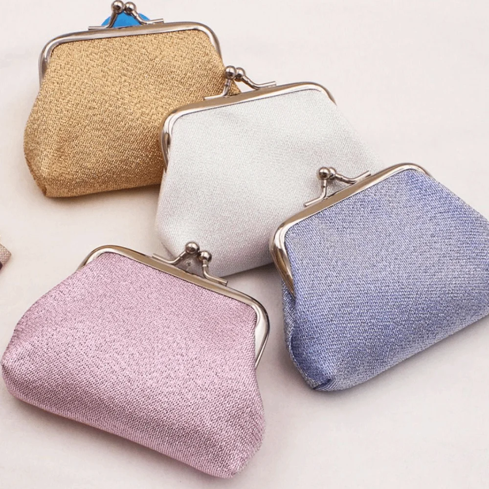 Portable Card Holder Shiny Coin Purse Storage Bag Money Bag Small Purse Bag Kiss Clasp Lock Handbag Clutch Lipstick Bag Outdoor