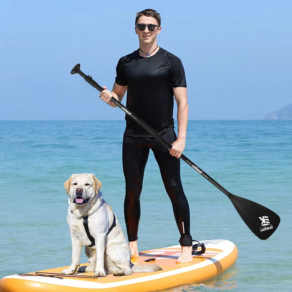 3-Piece Kayak Boat Paddle Adjustable Length Stand Up Paddleboard Paddles Aluminum Alloy Single Head Paddle for Canoe Kayaking