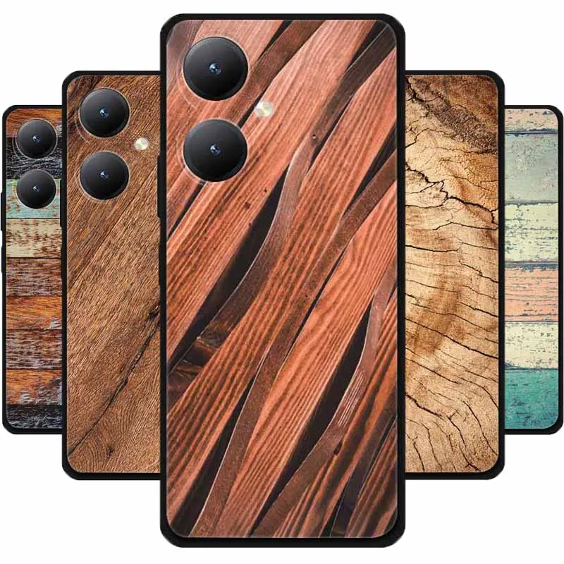 Soft Fashion Cover for Vivo Y27 4G Case Silicone Wooden Pattern TPU Back Cases for VivoY27 4G  Cover Protective Cool Phone Shell