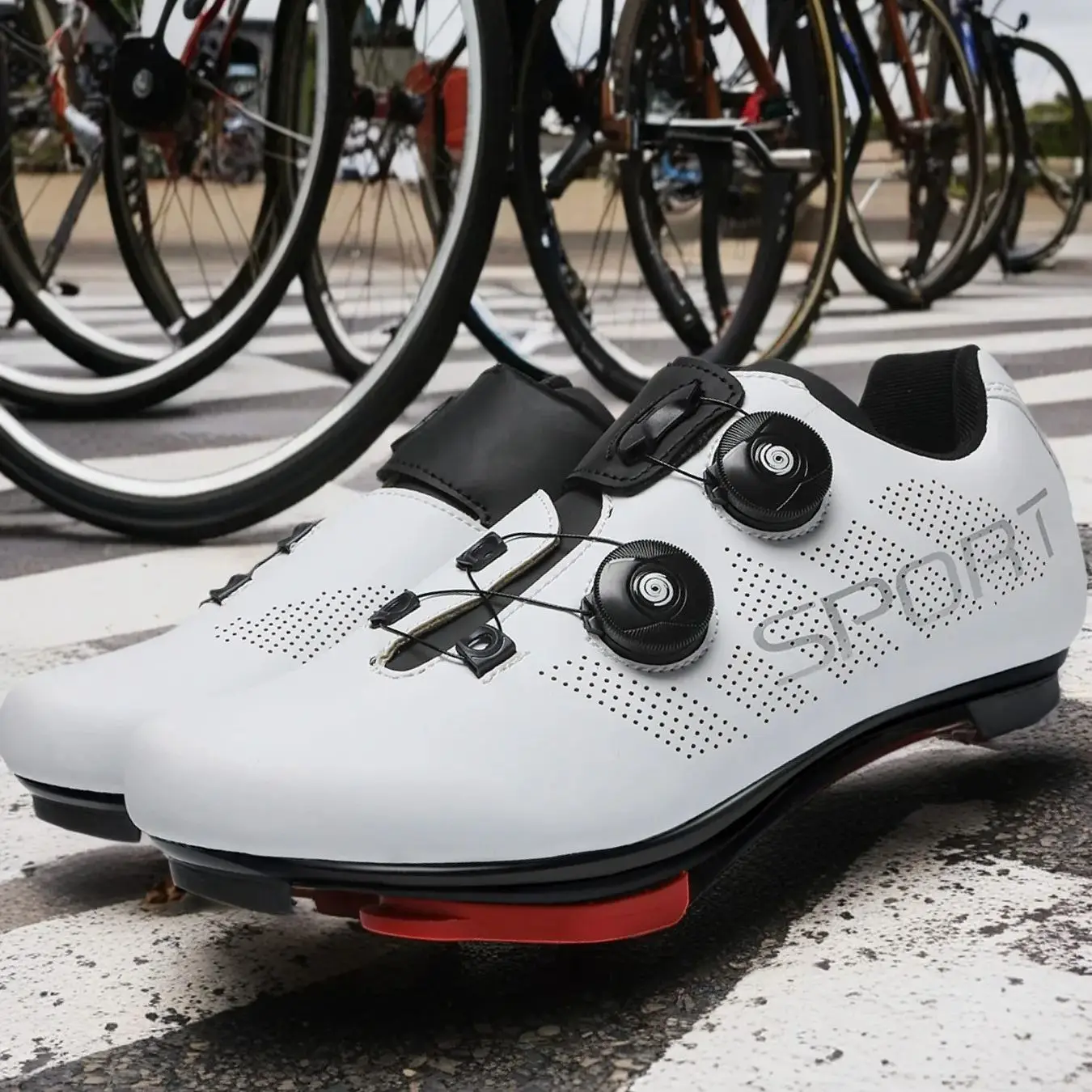 

Cycling Shoes for Men Women Peloton Bike Pre-Installed with Compatible with Look Delta Cleats Outdoor Road Biking