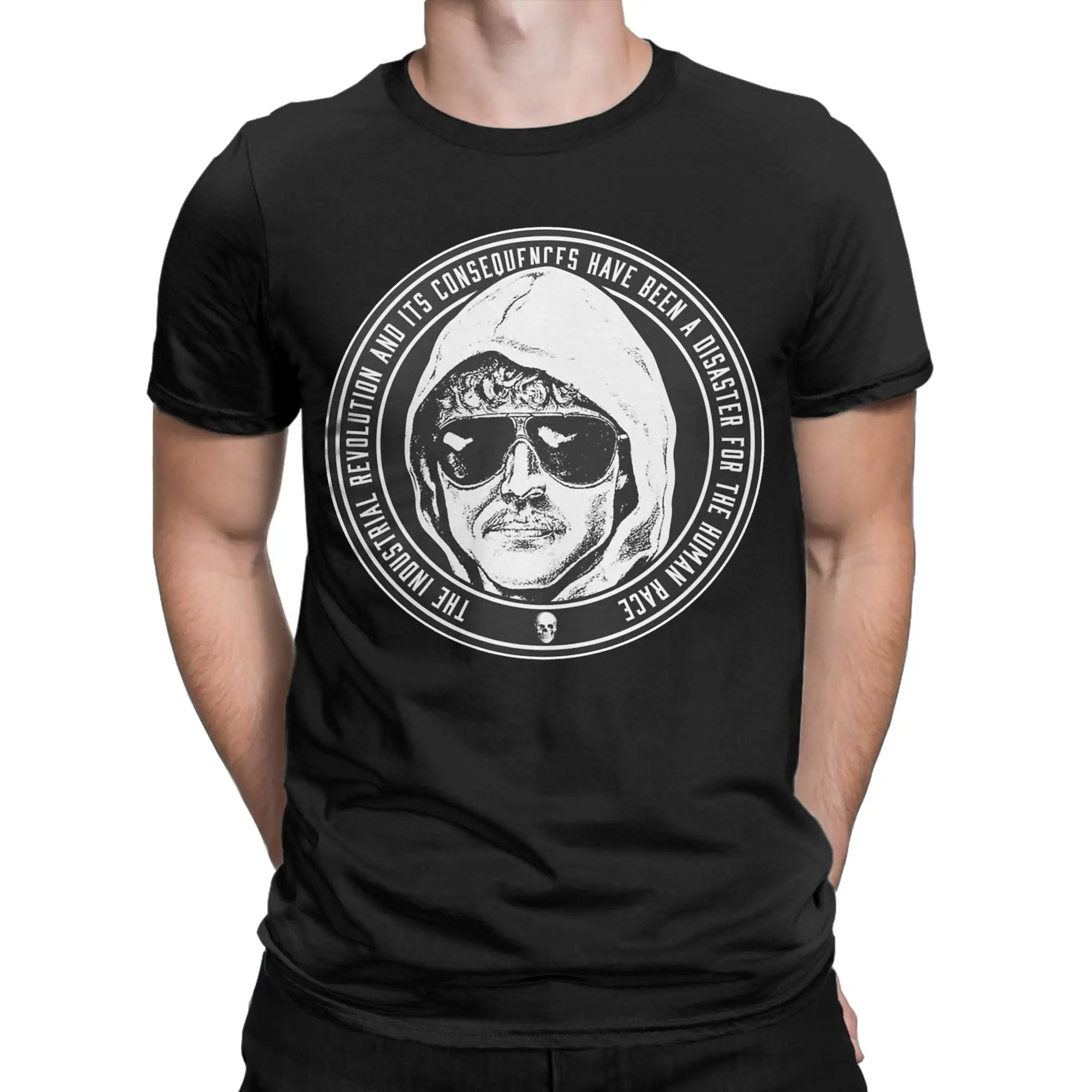 Men T-Shirt Ted Kaczynski Vintage 100% Cotton Tee Shirt Short Sleeve Ted Glasses Cool Unabomber T Shirt Crewneck Clothes