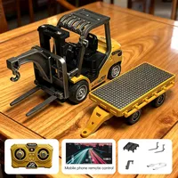 Remote Control Mini Rc Car Forklift Truck 1:64 Desktop Alloy Simulation Engineering Vehicle Sound Emulation Children'S Toys