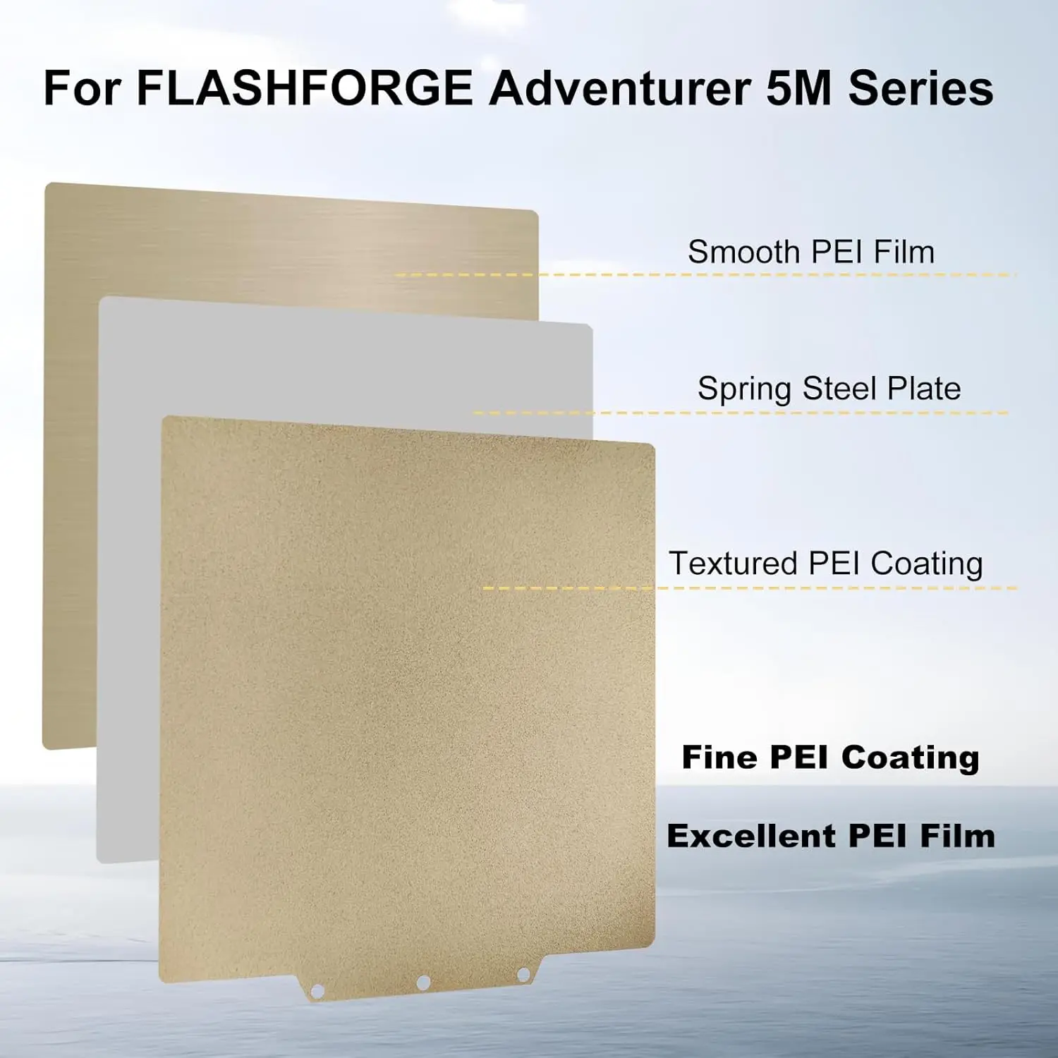 

PEI Build Plate 235mm for Flashforge Adventurer 5M/AD5X Double Side Smooth/Textured PEI Sheet Flexible Spring Steel Printing Bed