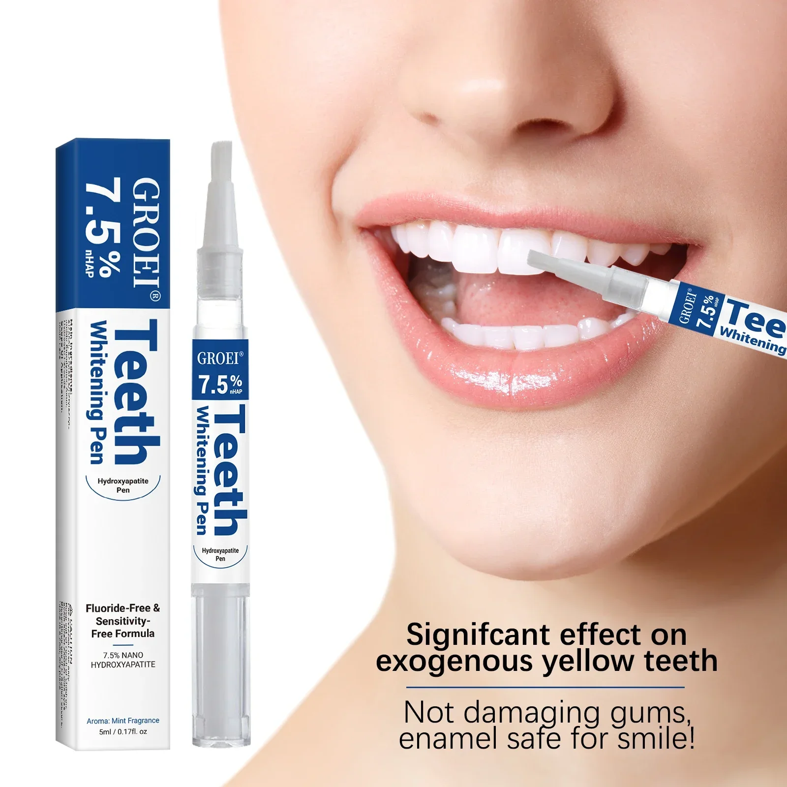 Hydroxyapatite Tooth Whitening Pen Dazzling White Stain Remover Gel Pen Oral Health Cleaning Brighten Smile Tooth Hygiene Care