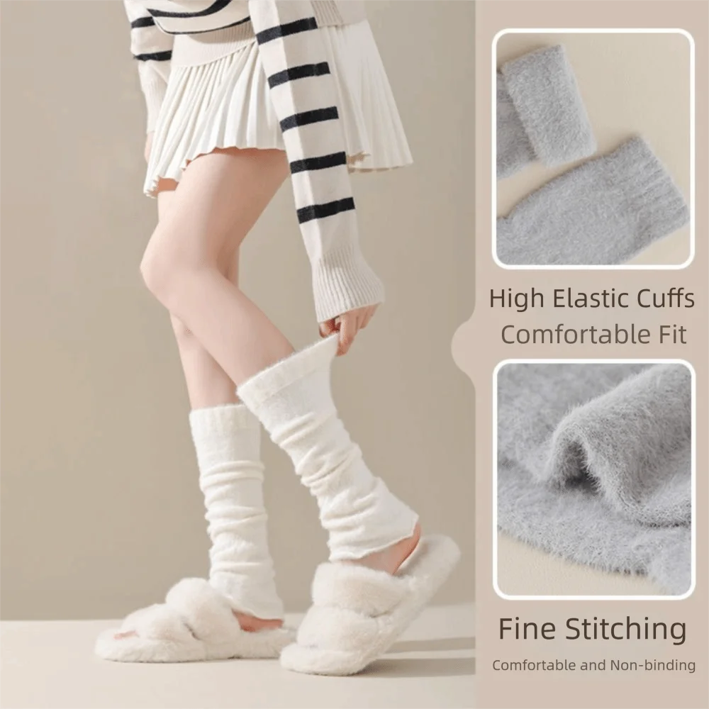 عادية المنك المخملية النساء تدفئة الساق سميكة الدافئة غطاء للقدم الجوارب بلون الأوسط جوارب أنبوبية الربيع والخريف والشتاء