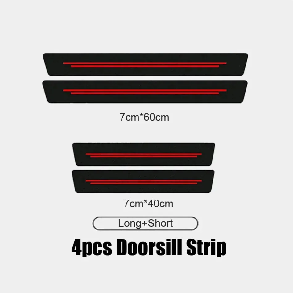 4pcs Universal Car Door Anti Scratch Protector Sticker Carbon Fiber Car Door Sill Protection Strip Decorative Auto Accessories