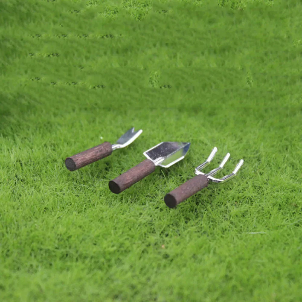 3 قطعة 1/12 دمية مصغرة شوكة مجرفة صغيرة بوعاء أدوات النبات لعبة مجسمة ل بيت الدمية اكسسوارات الديكور ob11 bjd