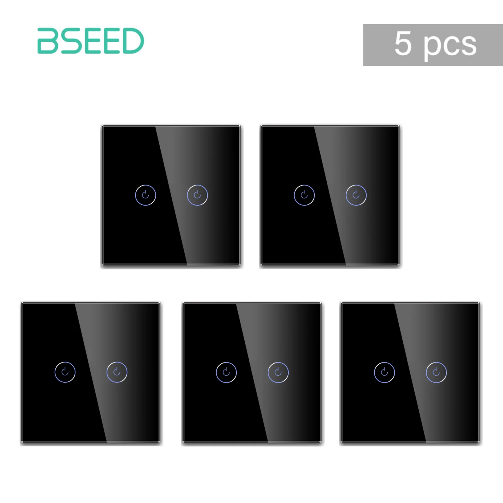 BSEED WIFI Smart Light Switch Tuya Smart Life 1/2/3 Gang APP Multi-Control Trap Schakelaar Met Neutraal Blauw Achtergrondverlichting Glazen Paneel - afbeelding 1