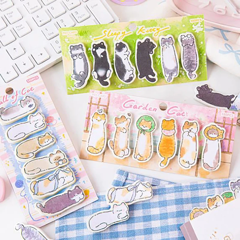 180Sheets Cute Fashion Cat Index Sticky Notes Cartoon Special-shaped Sticky Note Creative N Times Sticky Note School Supplies