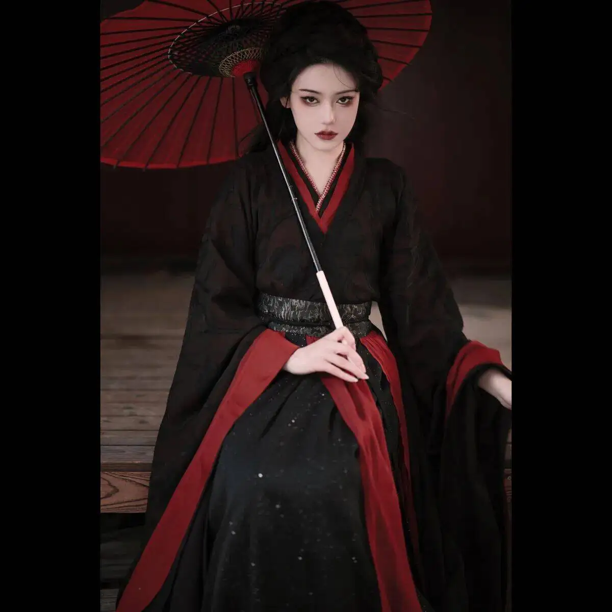 

Black Warring States Robe Hanfu Female Wei Jin Dynasties Ancient Martial Arts Wide Sleeve Flowing Immortal Dress Improvement